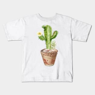 Hand painted Watercolor Cactus in Terracotta pot Kids T-Shirt